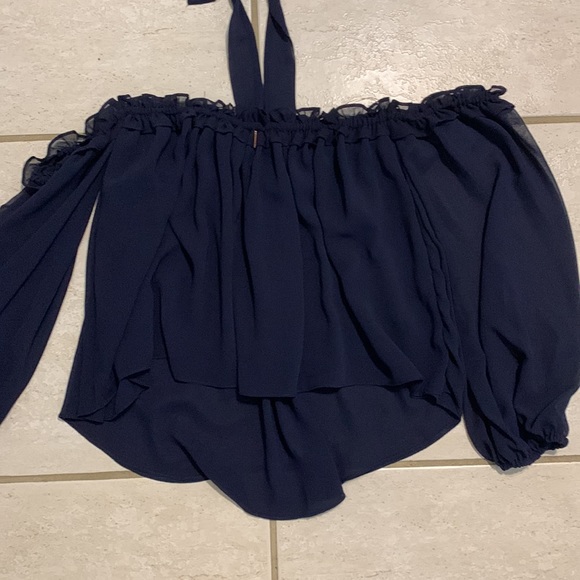 Misa Los Angeles Livey sz M Navy Off the Shoulder Blouse - Picture 6 of 7